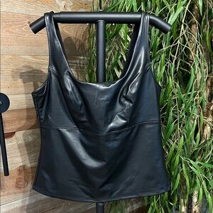 NWT Sofia Vergara black faux leather corset bustier tank with zip back. XL